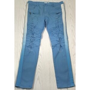 Preme Y2K Grunge Denim Jeans Mens 40x34 Distressed Skinny Leg Side Tape Stretch